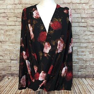 Lane Bryant Hi Lo Floral Print Blouse